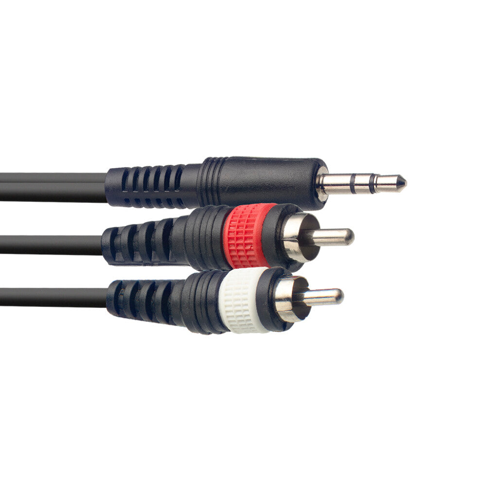 Stagg Y Cable 3m 3.5mm Mini jack/RCA Stereo Phono SYC3/MPSB2CM E