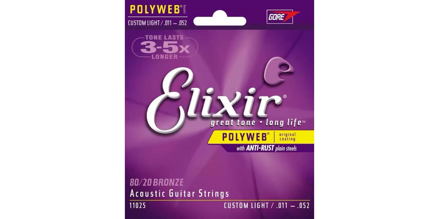 Elixir Polyweb Bronze Acoustic Guitar Strings 11-52