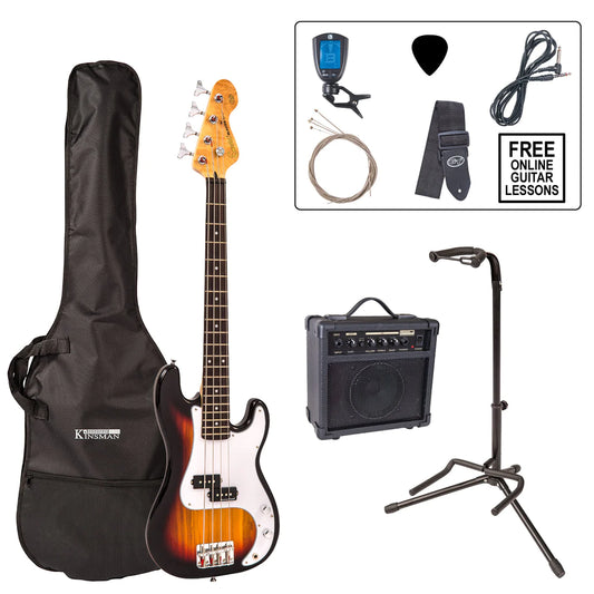 Encore Electric Bass Guitar E20 7/8 Size Outfit Sunburst