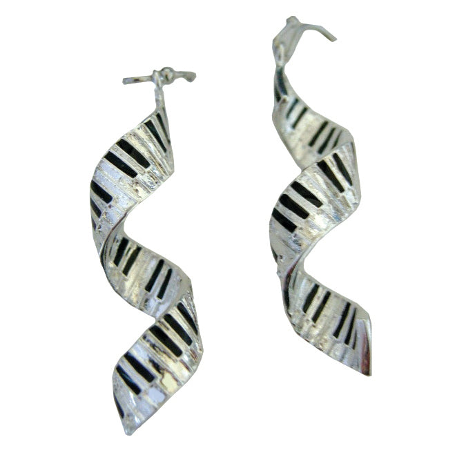 Earrings Silver-Plated Spiral Keyboard