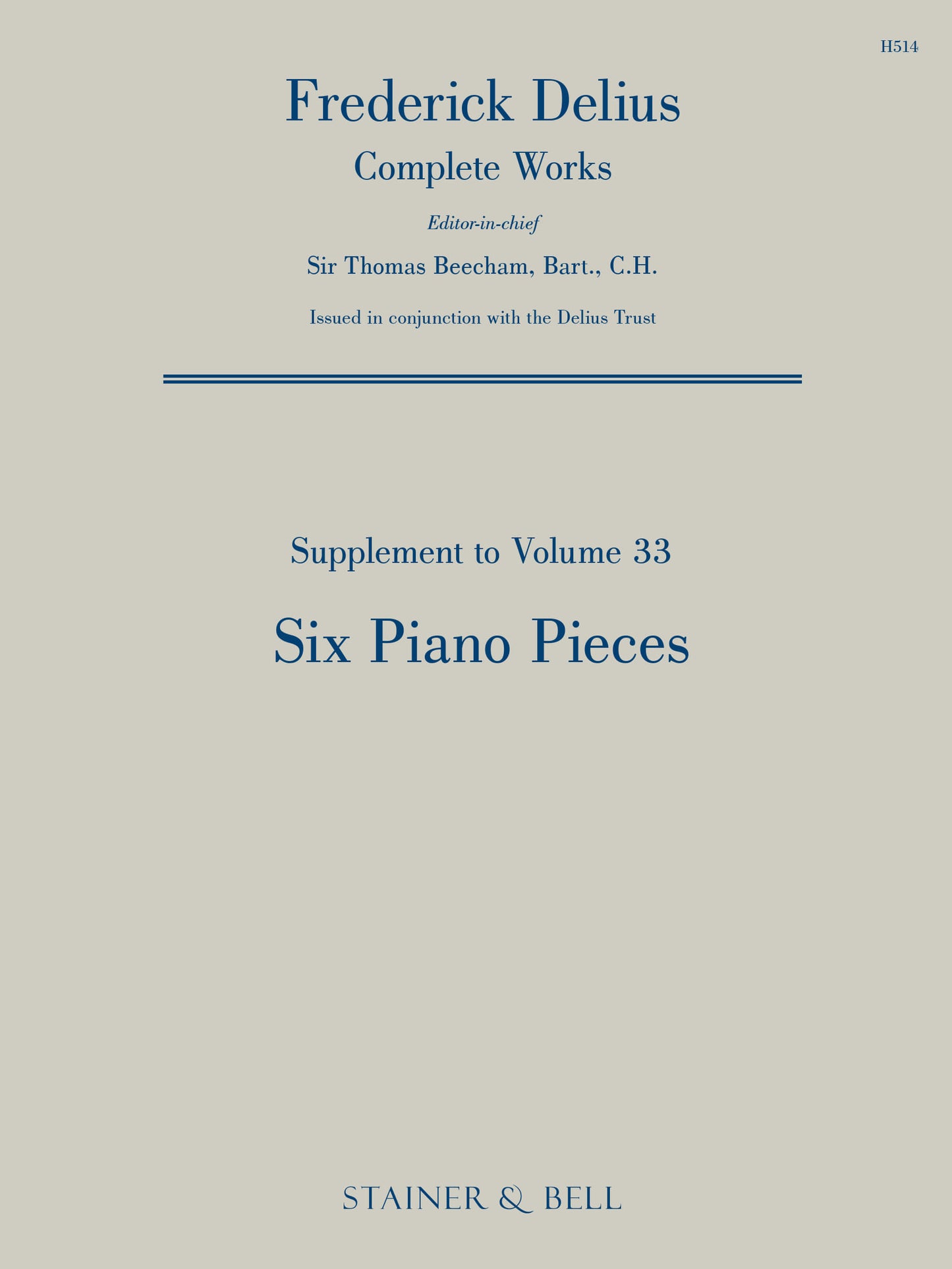 Delius Six Piano Pieces sup to Vol 33 S&B