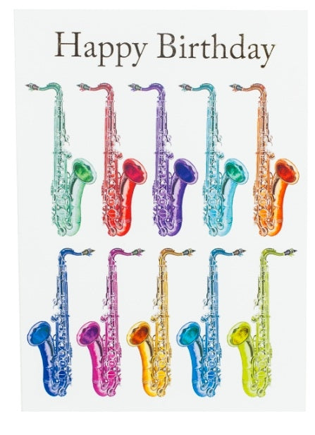 Card Happy Birthday Sax Jazzy Multicolo
