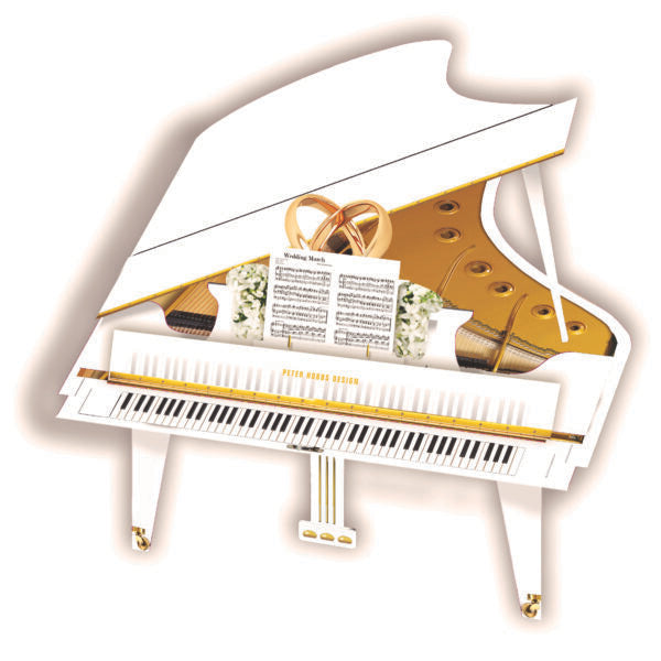 Card 3D White Grand Piano MG