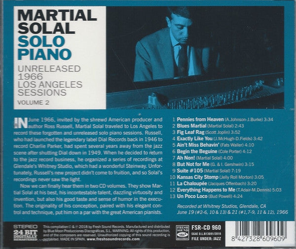 Martial Solal Solo Piano LA Sessions CD