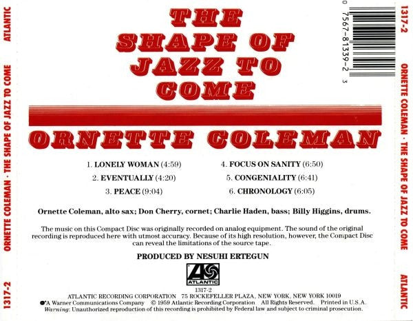 Ornette Coleman The Shape of Jazz to Co