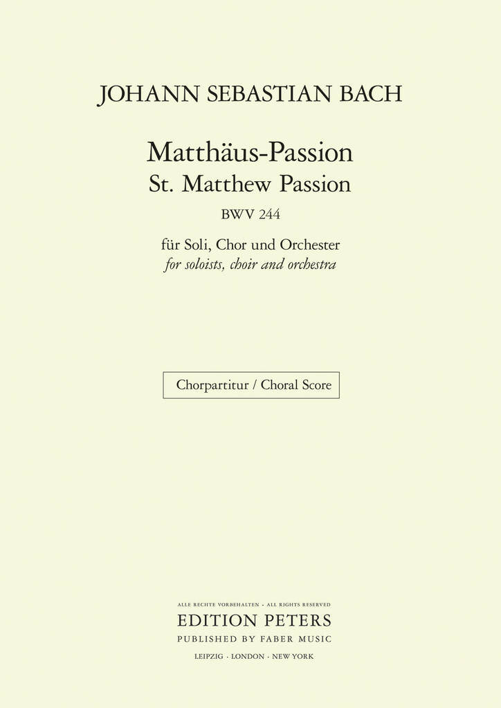 Bach St Matthew Passion Chorus Score EP20052