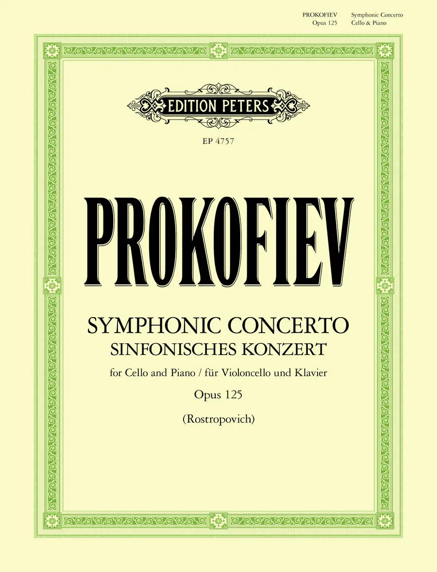 Prokofiev Symphonic Concerto Cello & Piano op125 E