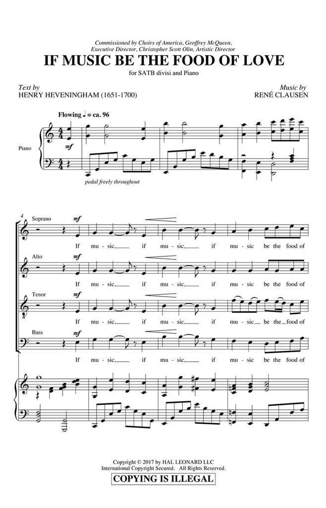 Clausen If Music Be The Food Of Love SATB