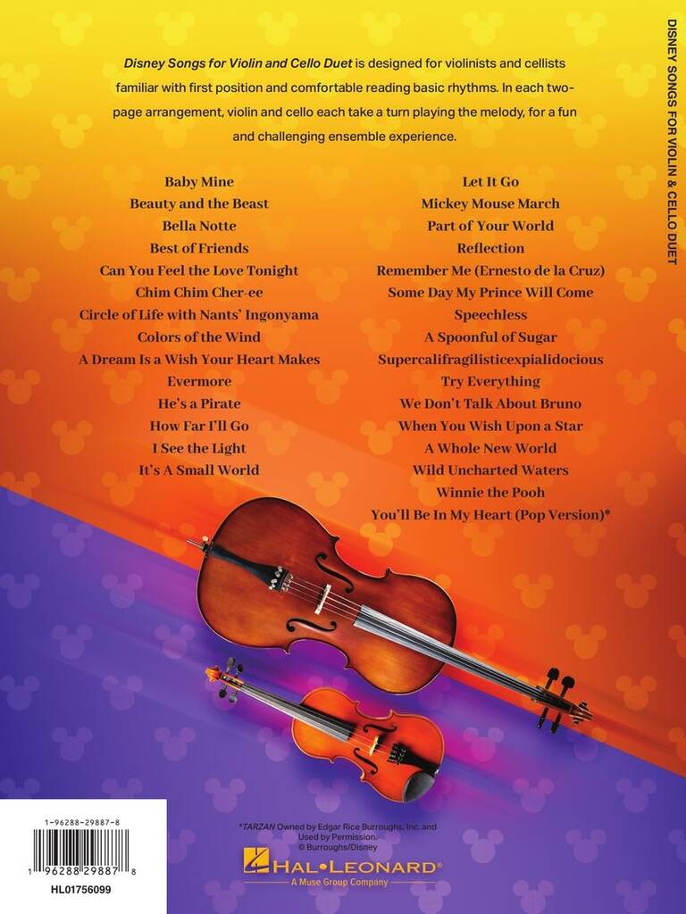 Disney Songs for Violin and Cello Duet