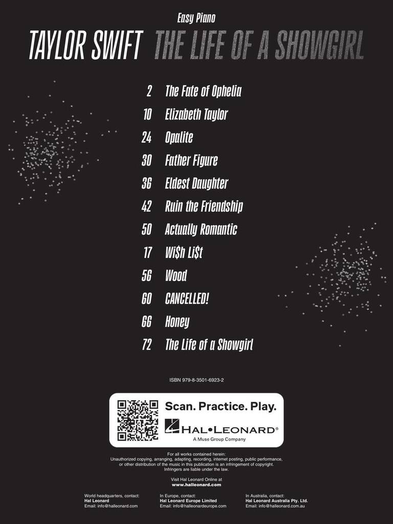 Taylor Swift: The Life Of A Showgirl ~ Easy Piano