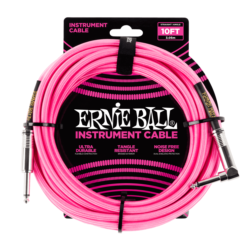 Ernie Ball 10ft Instrument Cable Pink Braided