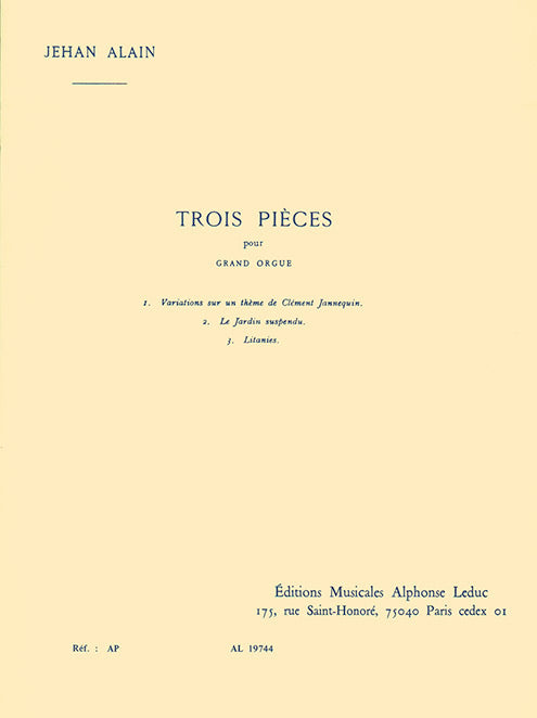 Alain Trois Pieces Organ Leduc