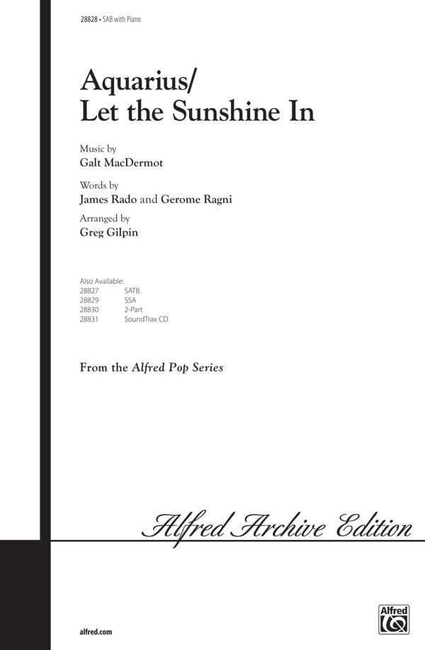 Aquarius/Let the Sinshine In SAB&Pno ar