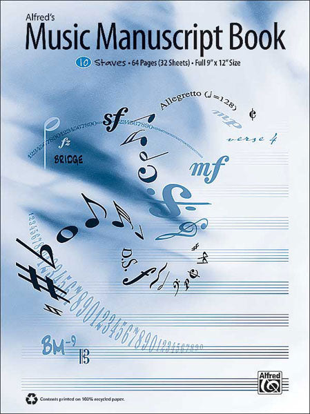 Music Manuscript Bk Alfreds 10Stave