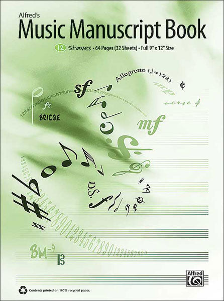 Music Manuscript Bk Alfred 12 Stave