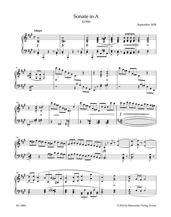 Schubert Sonate A maj D959 Pno BA