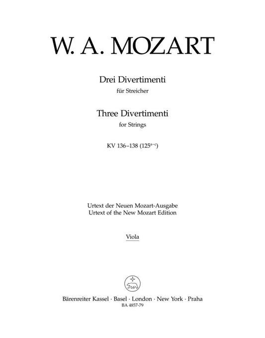 Mozart Divertimenti K136-138 Vla