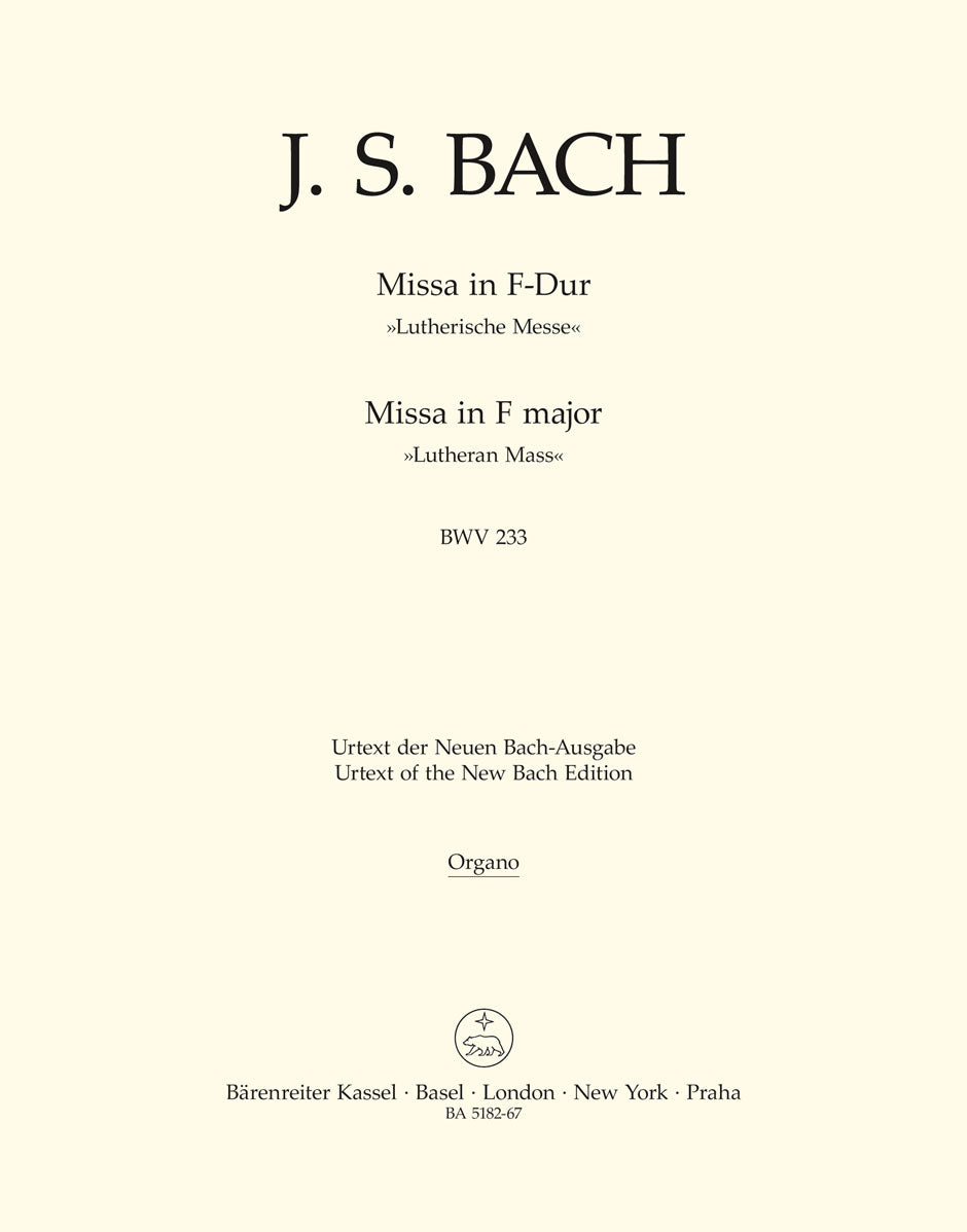 Bach Mass F Maj BWV233 Org