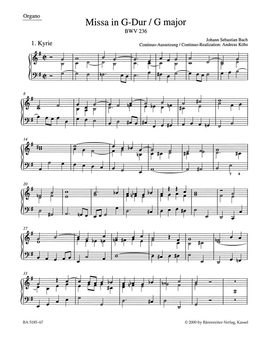 Bach Mass Gmaj Lutheran Organ