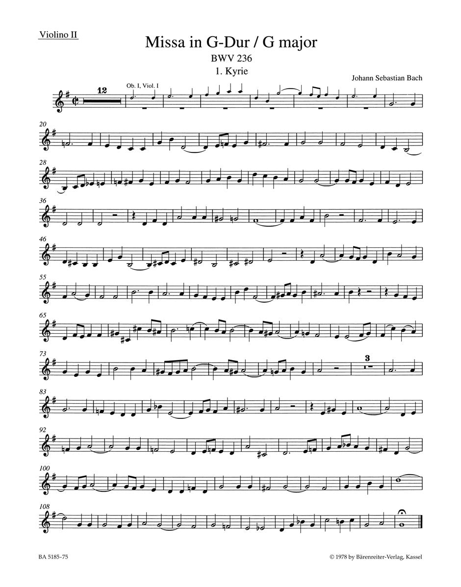 Bach Mass Gmaj Lutheran Vln2