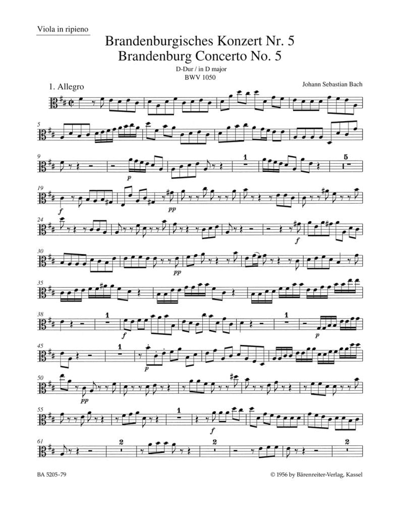 Bach Brandenburg Concerto 5 Vla Ripieno