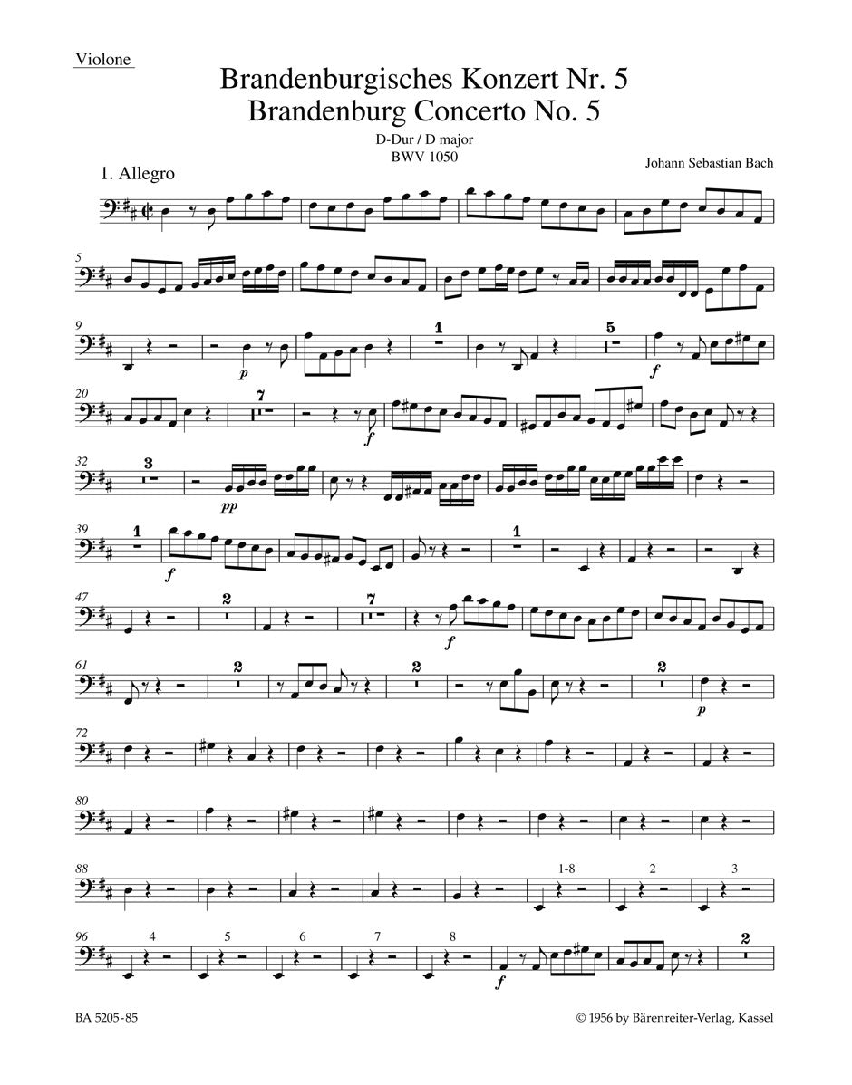 Bach Brandenburg Concerto 5 Violone Pt