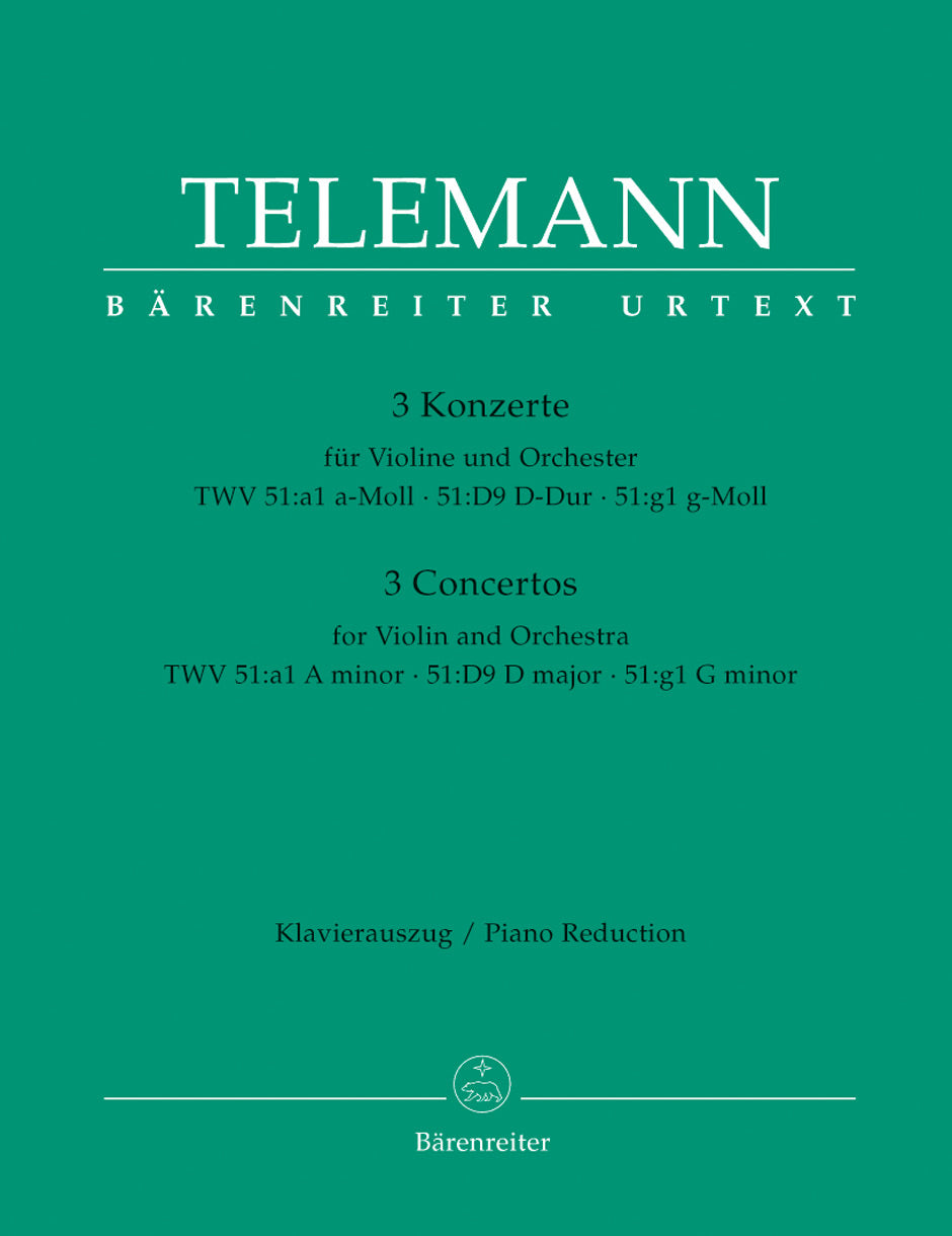 Telemann 3 Concertos for Vln TWV 51 pno