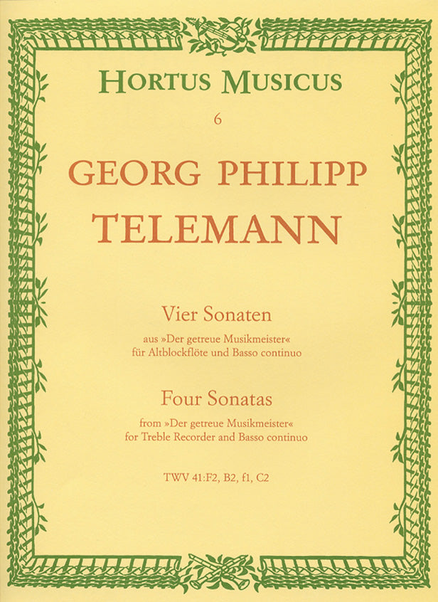 Telemann 4 Sonatas Treb Rec HM6