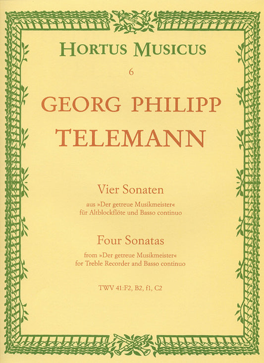 Telemann 4 Sonatas Treb Rec HM6