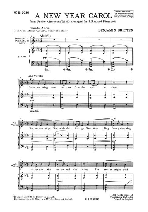 Britten A New Year Carol SSA Pno BH