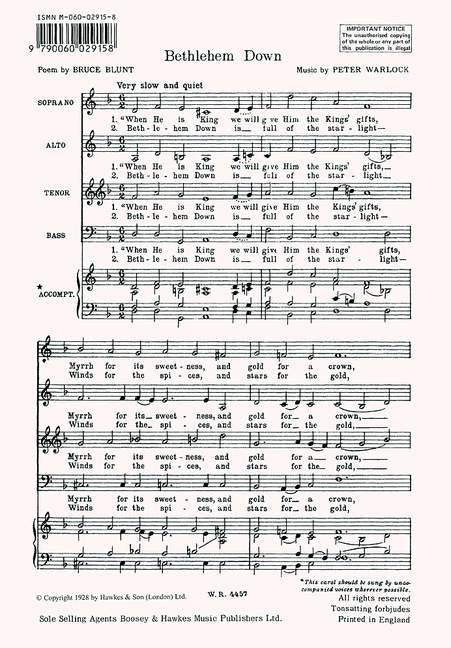 Warlock Bethlehem Down SATB BHP