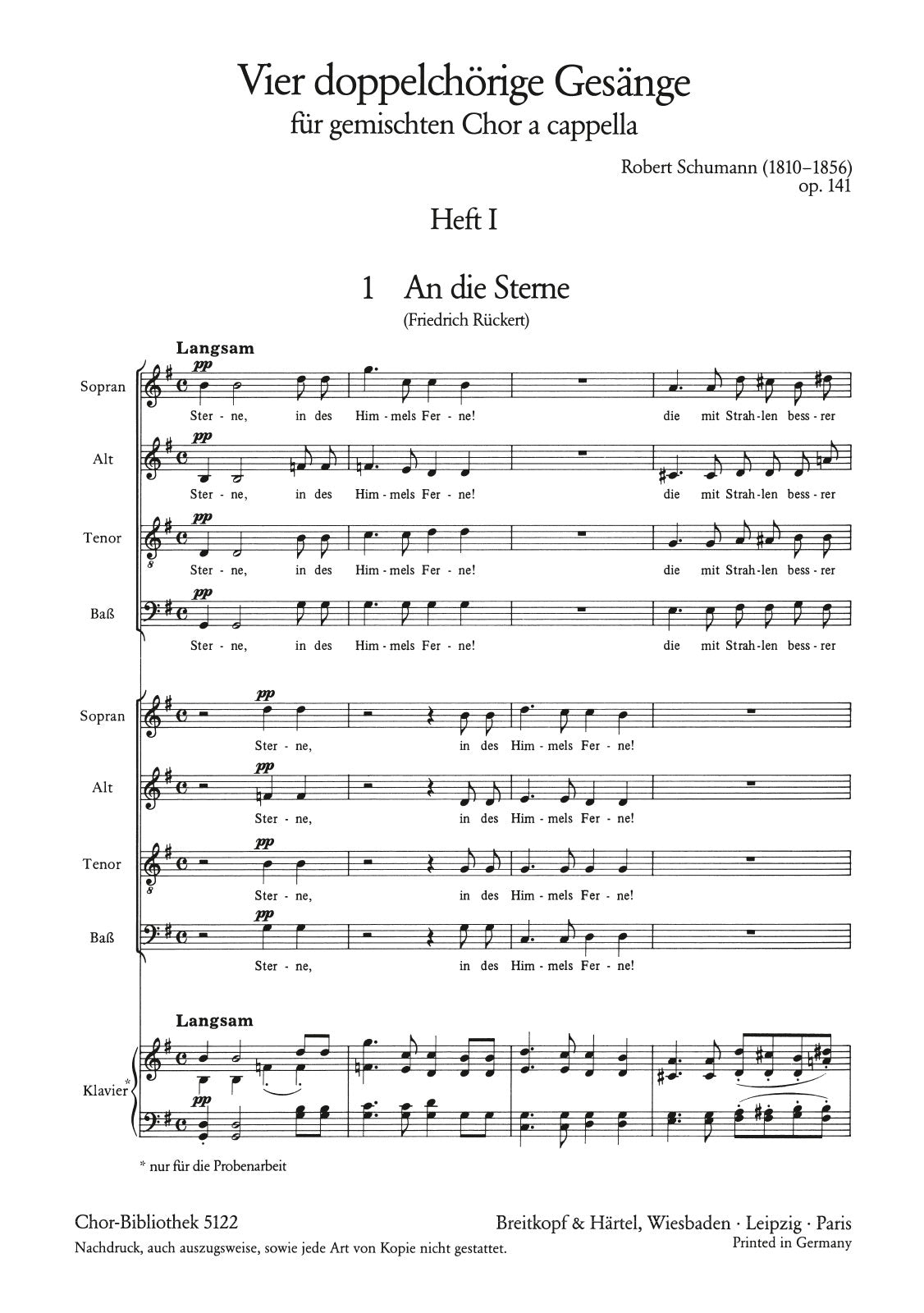 Schumann Vier doppelchor Geasange Op141