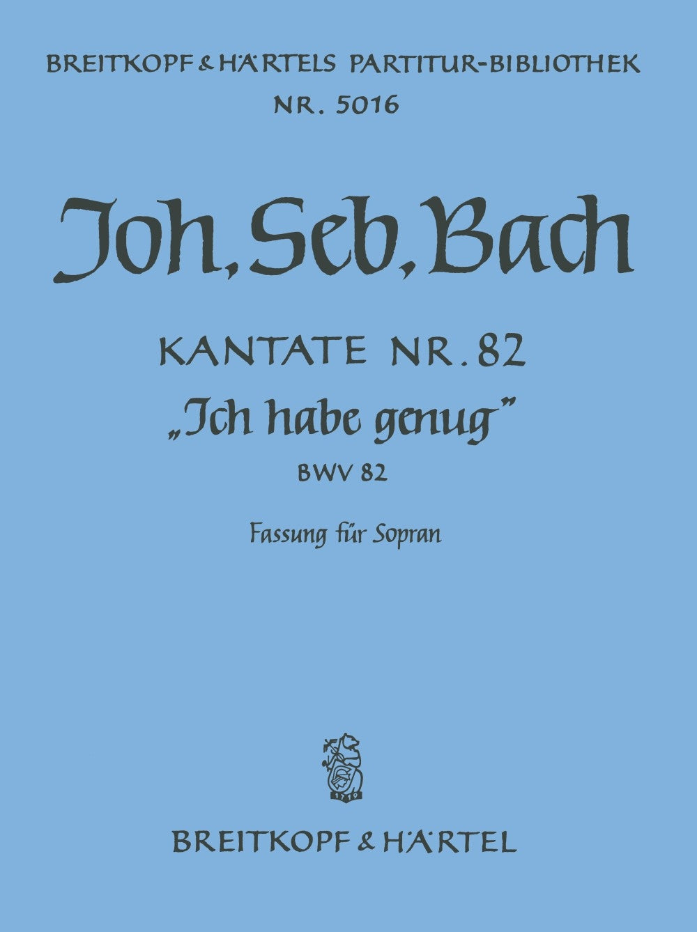 Bach Cantata 82 Ich Habe Sop F/S PB5016