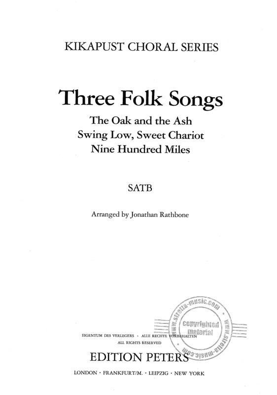 3 Folk Songs SATB arr Rathbone EP