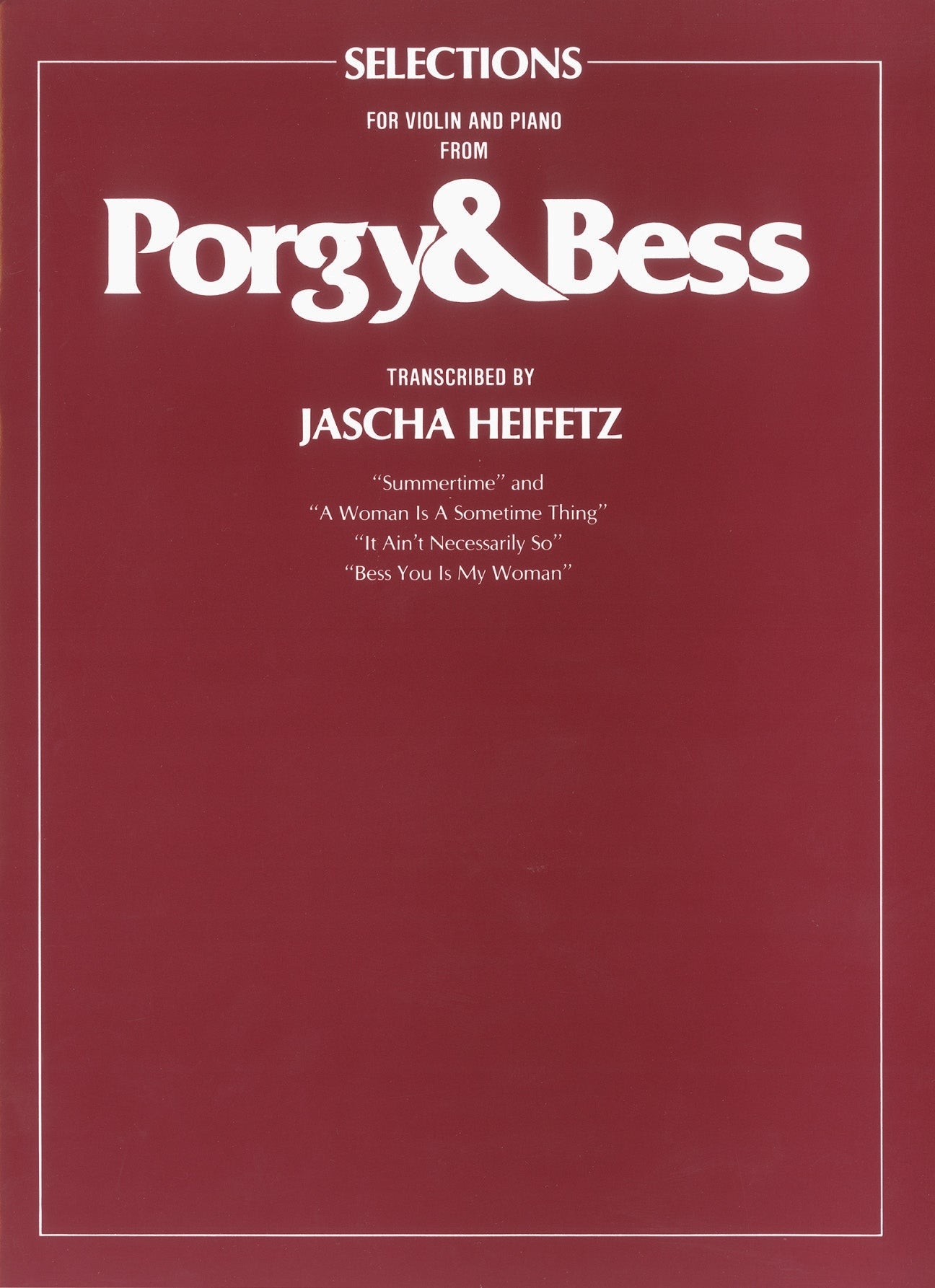 Porgy & Bess Selections Vln Pno Heifetz
