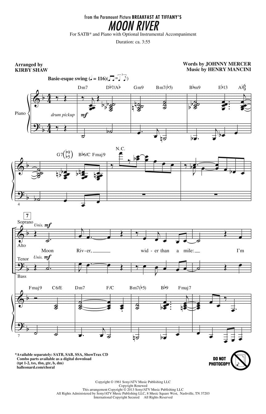 Moon River SATB/Pno arr Shaw HL