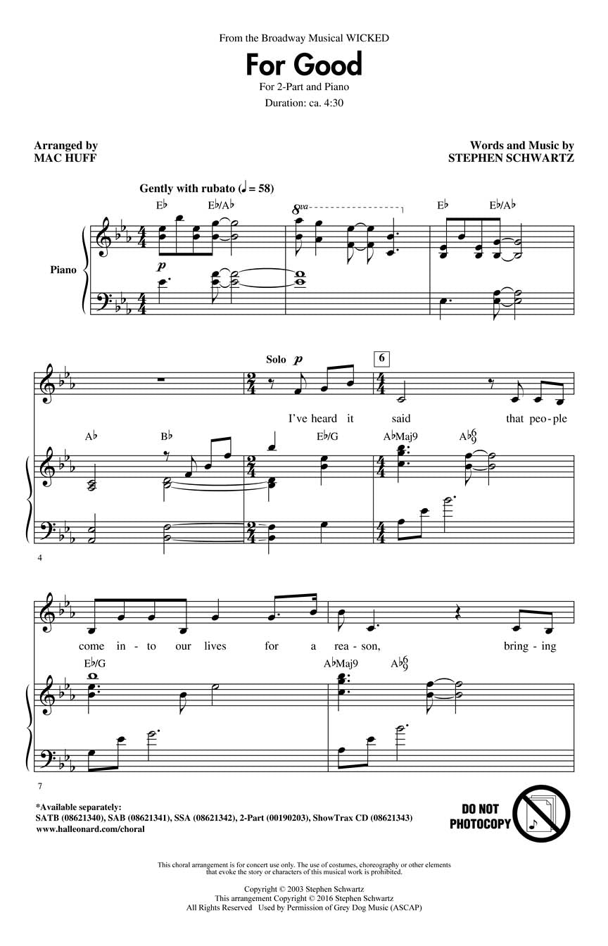 For Good from Wicked 2 Part HL