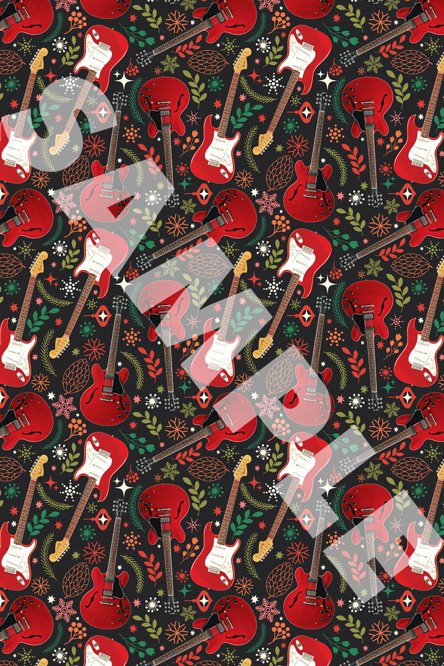 Gift Wrap Red Guitar Theme HL