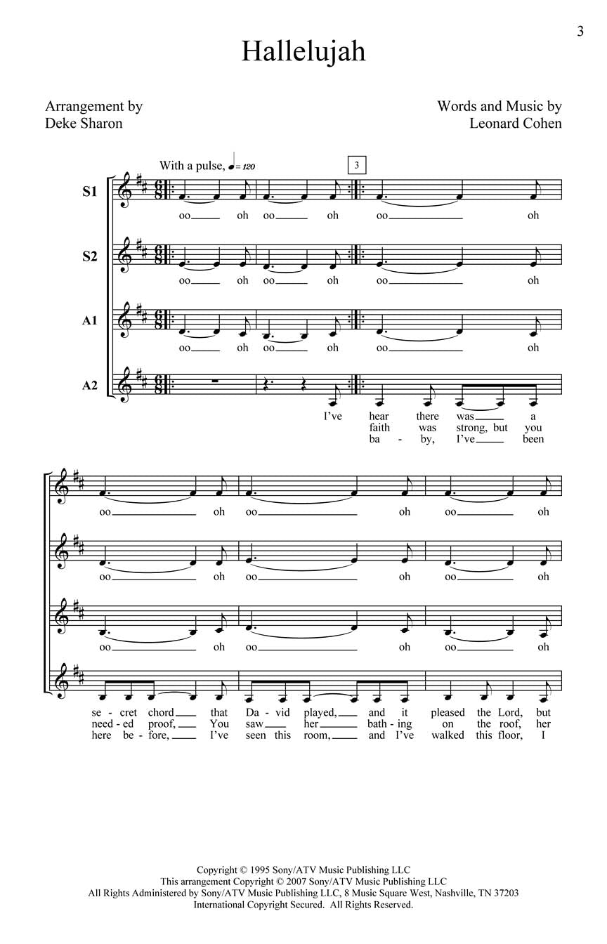 Hallelujah SSAAA Cohen HL