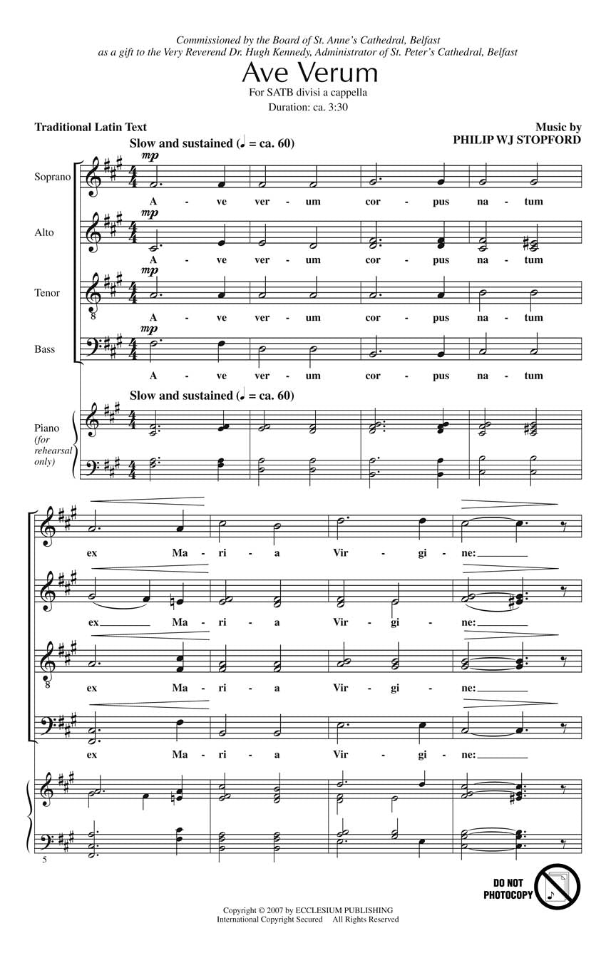 Stopford Ave Verum SATB HL