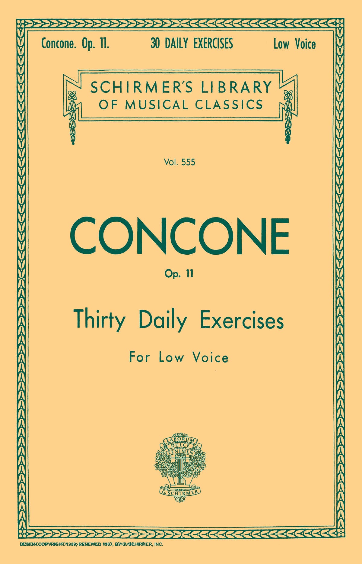 Concone 30 Daily Exerc Op. 11 Low Voice