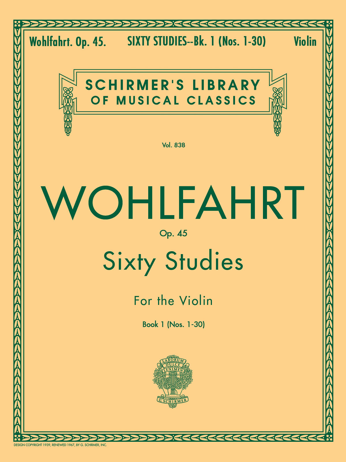 Wohlfahrt 60 Vln Studies Bk1 Nos 1-30 G