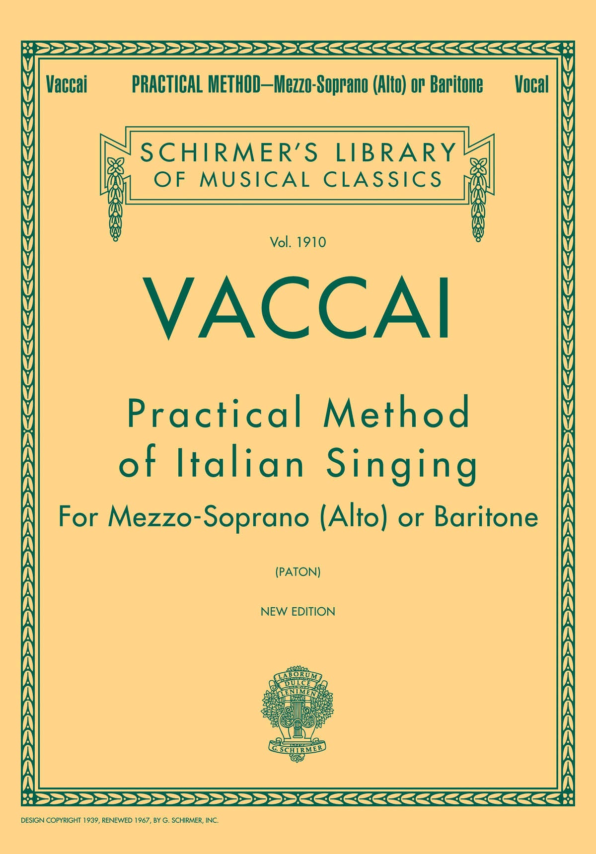 Vaccai Practical Method Mezzo-Soprano/B