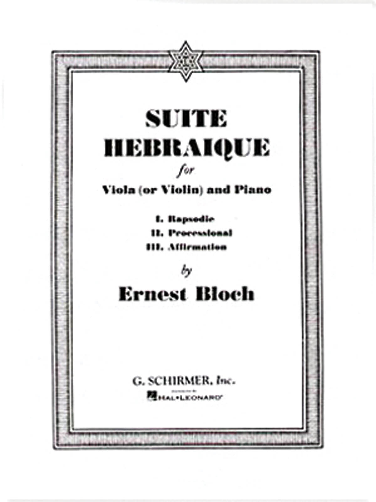 Bloch Suite Hebraique Vla(Vln)&Pno GS