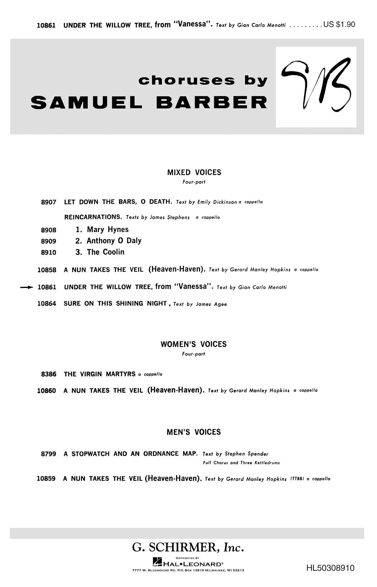 Barber Under the Willow Tree SATB GS