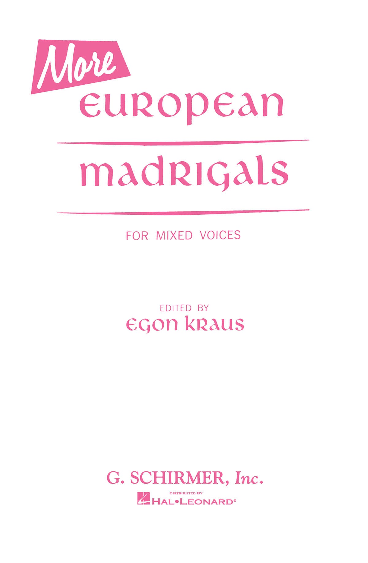 More European Madrigals SATB GS