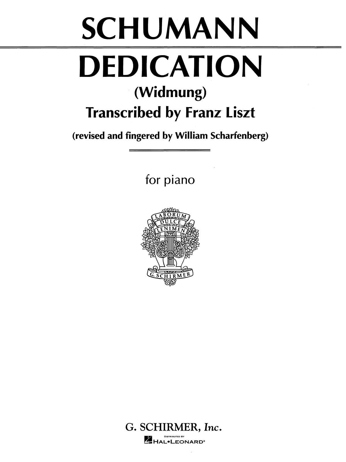Schumann Dedication Widmung