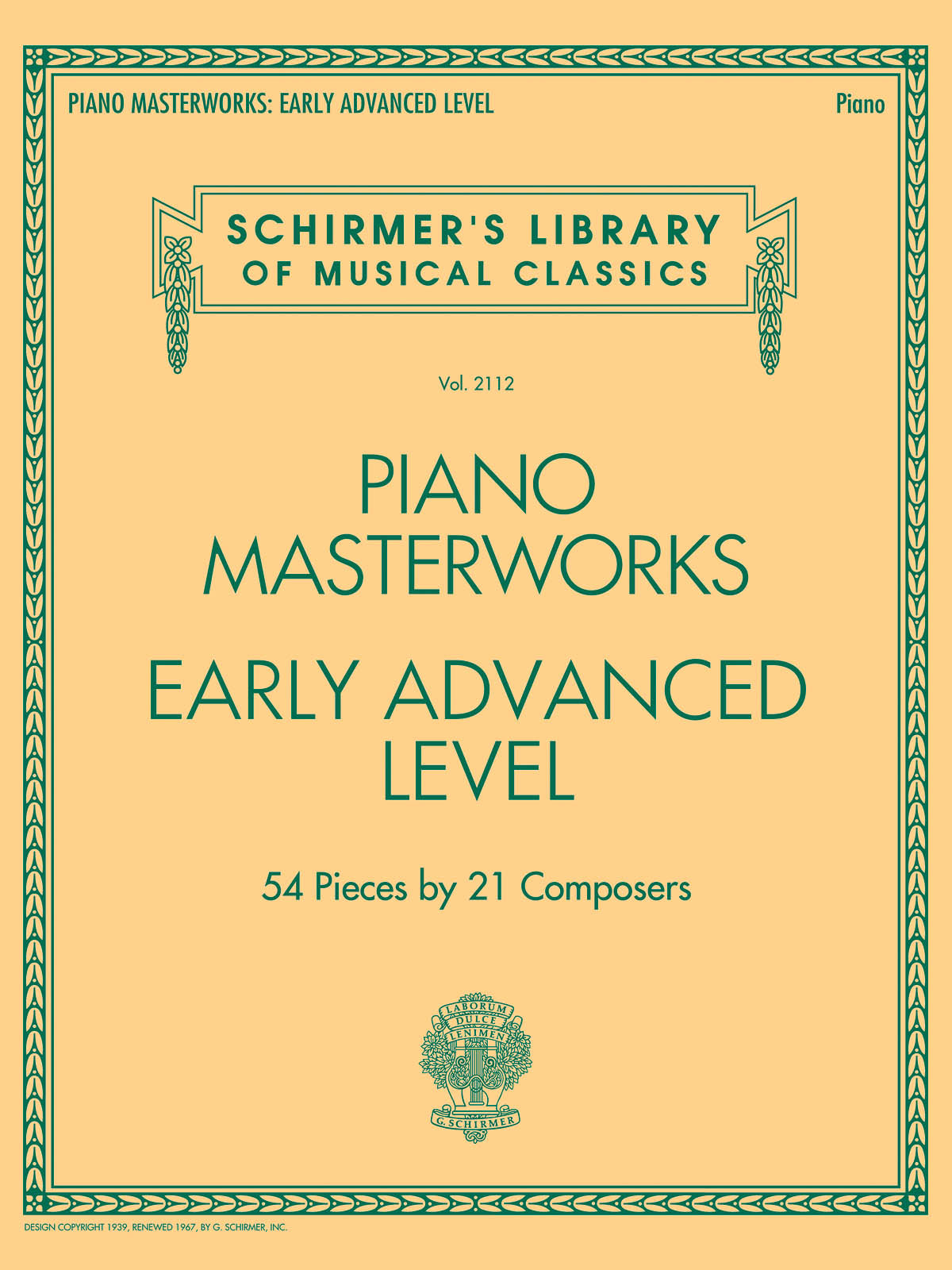 Schirmer Pno Masterworks Early Adv Level