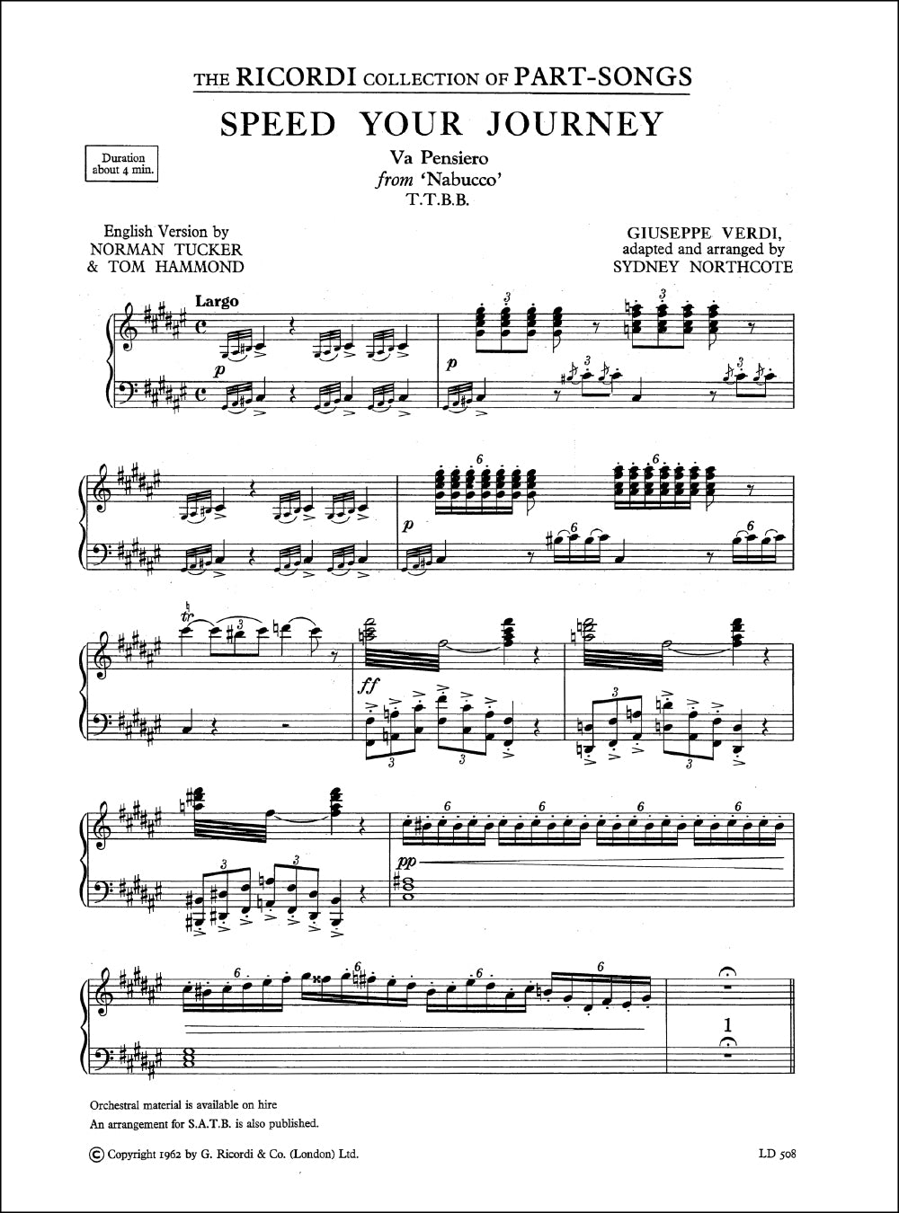 Verdi Va Pensiero TTBB RIC
