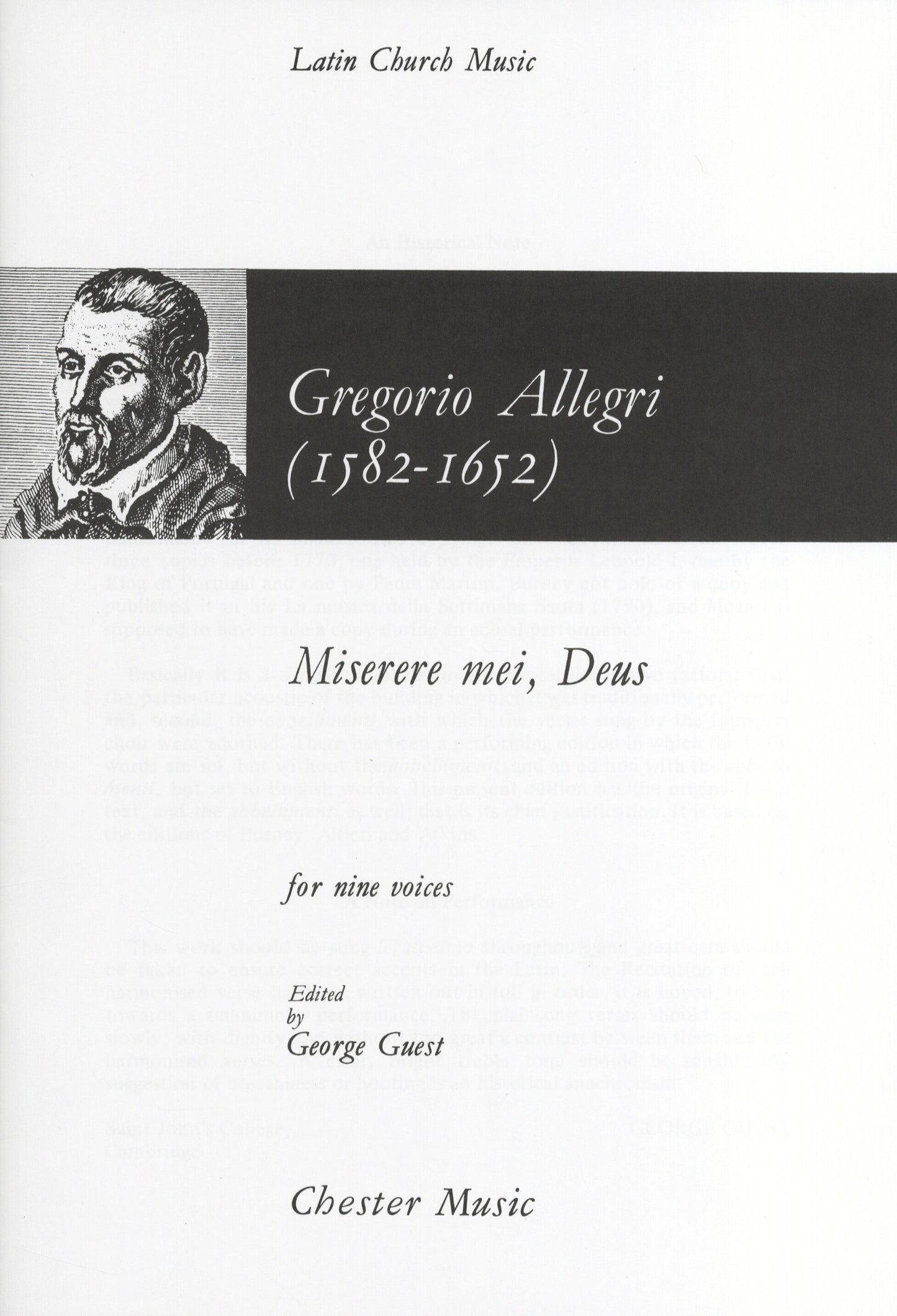 Allegri Miserere mei Deus V/S CH Guest